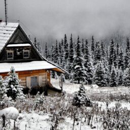 cabin in snow